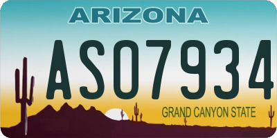 AZ license plate ASO7934