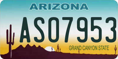 AZ license plate ASO7953