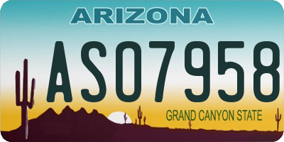 AZ license plate ASO7958