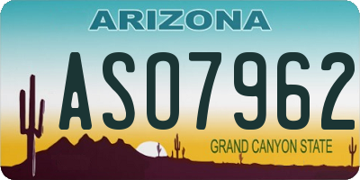AZ license plate ASO7962