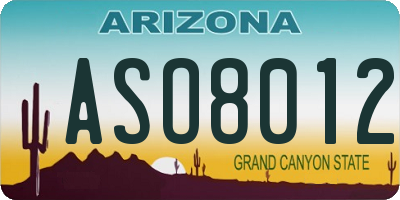 AZ license plate ASO8012