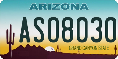 AZ license plate ASO8030