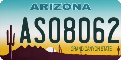 AZ license plate ASO8062