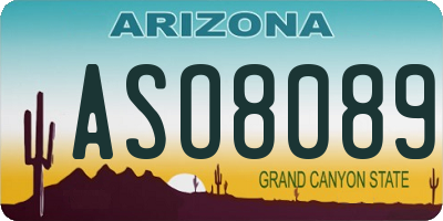 AZ license plate ASO8089