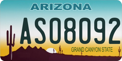 AZ license plate ASO8092