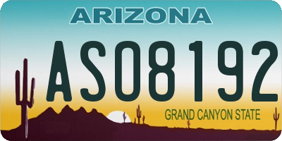 AZ license plate ASO8192