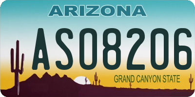 AZ license plate ASO8206