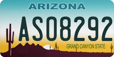 AZ license plate ASO8292