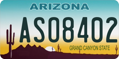 AZ license plate ASO8402