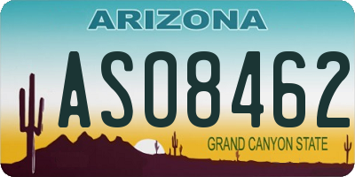 AZ license plate ASO8462