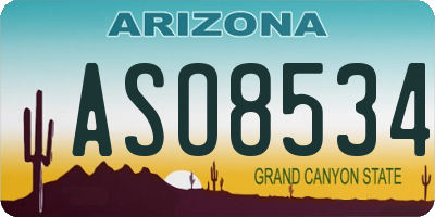 AZ license plate ASO8534
