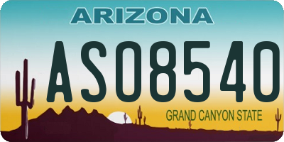AZ license plate ASO8540