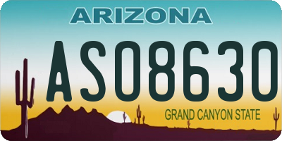 AZ license plate ASO8630