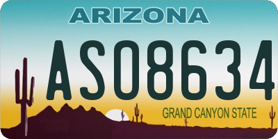 AZ license plate ASO8634