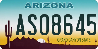 AZ license plate ASO8645