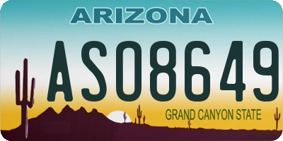 AZ license plate ASO8649