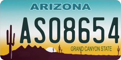 AZ license plate ASO8654