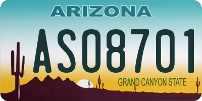 AZ license plate ASO8701