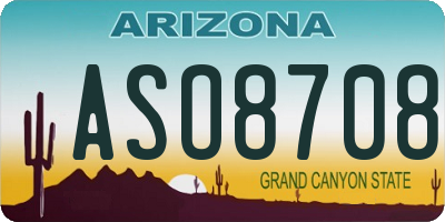 AZ license plate ASO8708