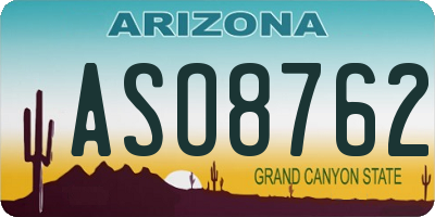 AZ license plate ASO8762