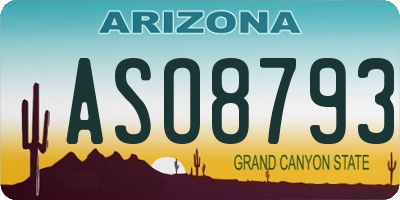 AZ license plate ASO8793