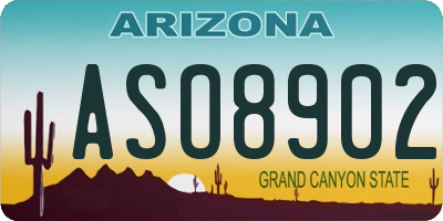 AZ license plate ASO8902