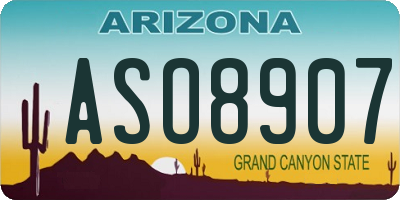 AZ license plate ASO8907