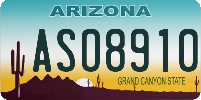 AZ license plate ASO8910