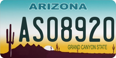 AZ license plate ASO8920