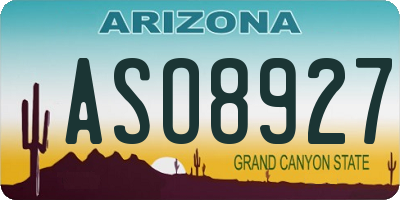 AZ license plate ASO8927