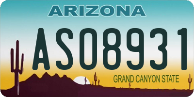 AZ license plate ASO8931