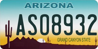 AZ license plate ASO8932