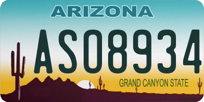 AZ license plate ASO8934