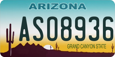 AZ license plate ASO8936