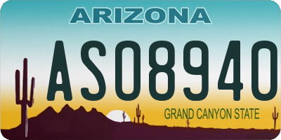 AZ license plate ASO8940