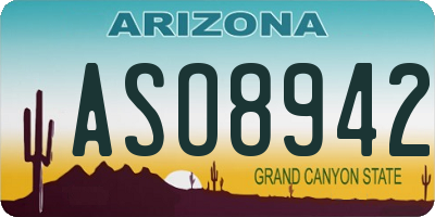 AZ license plate ASO8942
