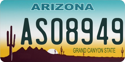 AZ license plate ASO8949