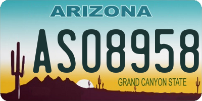 AZ license plate ASO8958