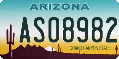 AZ license plate ASO8982