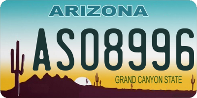 AZ license plate ASO8996