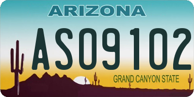 AZ license plate ASO9102