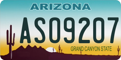 AZ license plate ASO9207