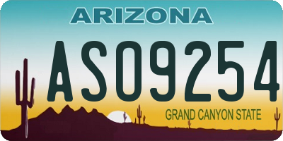 AZ license plate ASO9254