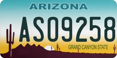 AZ license plate ASO9258
