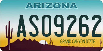 AZ license plate ASO9262
