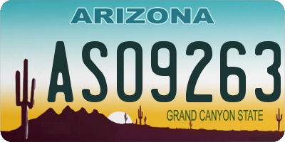 AZ license plate ASO9263