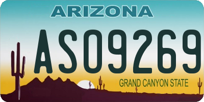 AZ license plate ASO9269