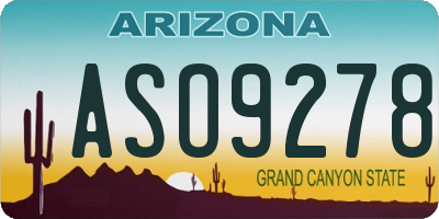 AZ license plate ASO9278