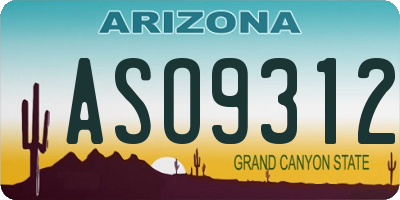 AZ license plate ASO9312