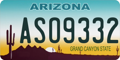 AZ license plate ASO9332